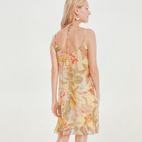 NWOT WHBM Yellow Tropical Print Slip Dress Size 0 - Picture 15 of 15